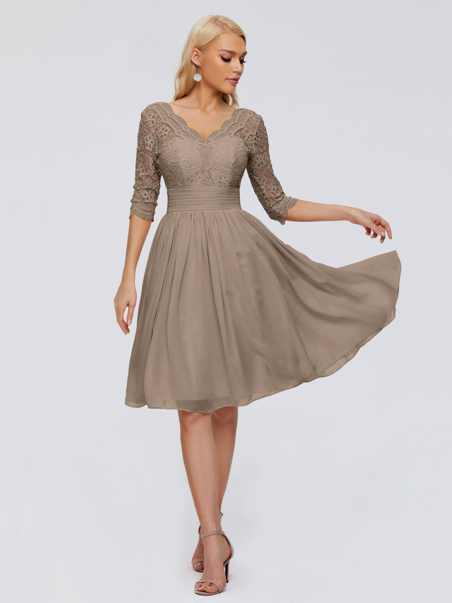 Jordyn Knee Length Lace Bridesmaid Dresses