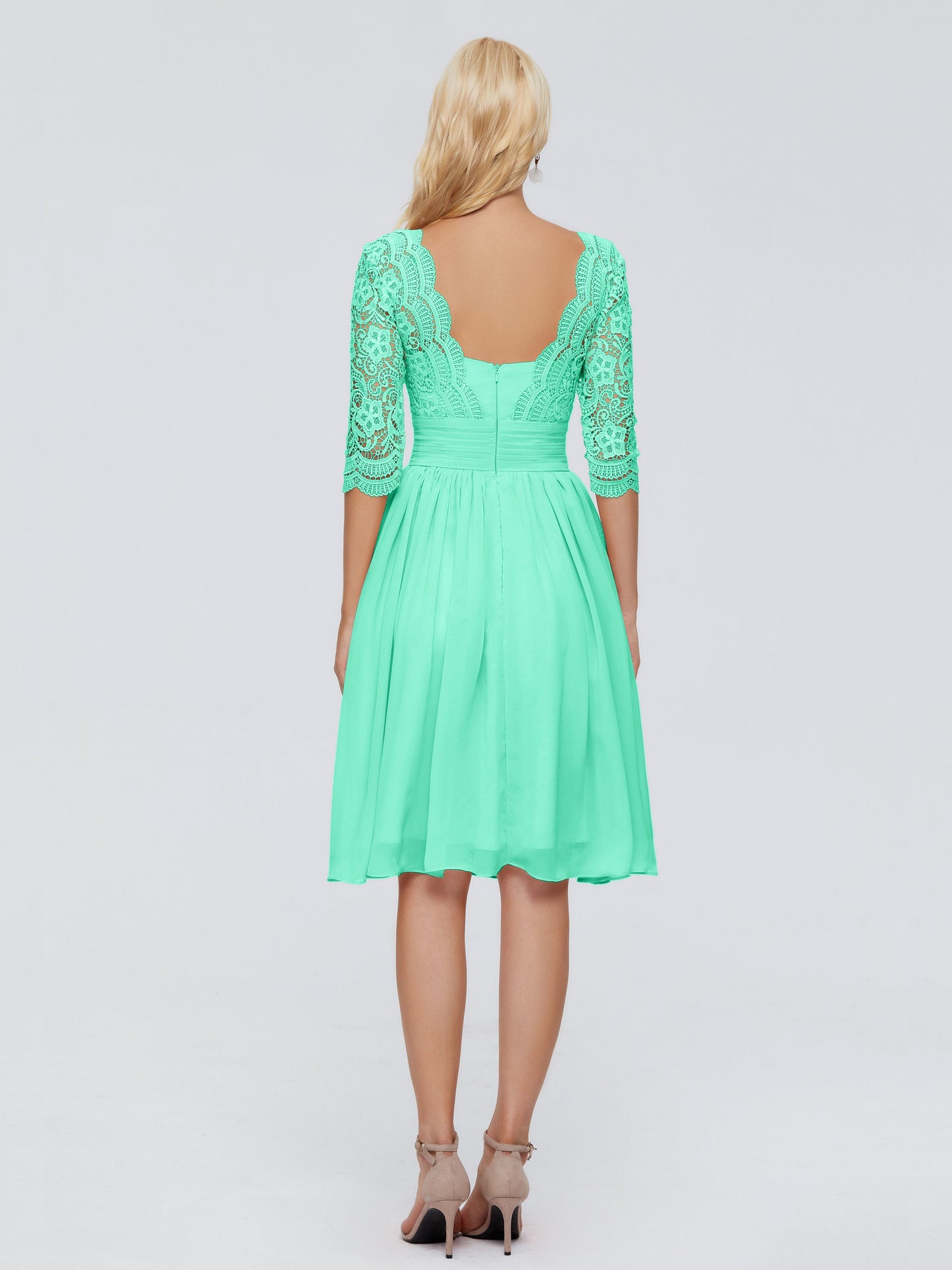 Jordyn Knee Length Lace Bridesmaid Dresses