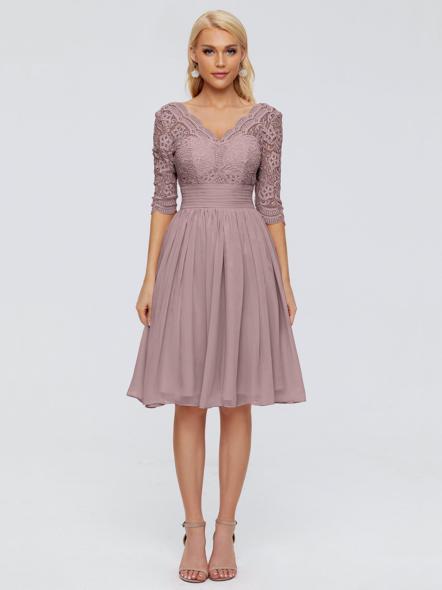 Jordyn Knee Length Lace Bridesmaid Dresses