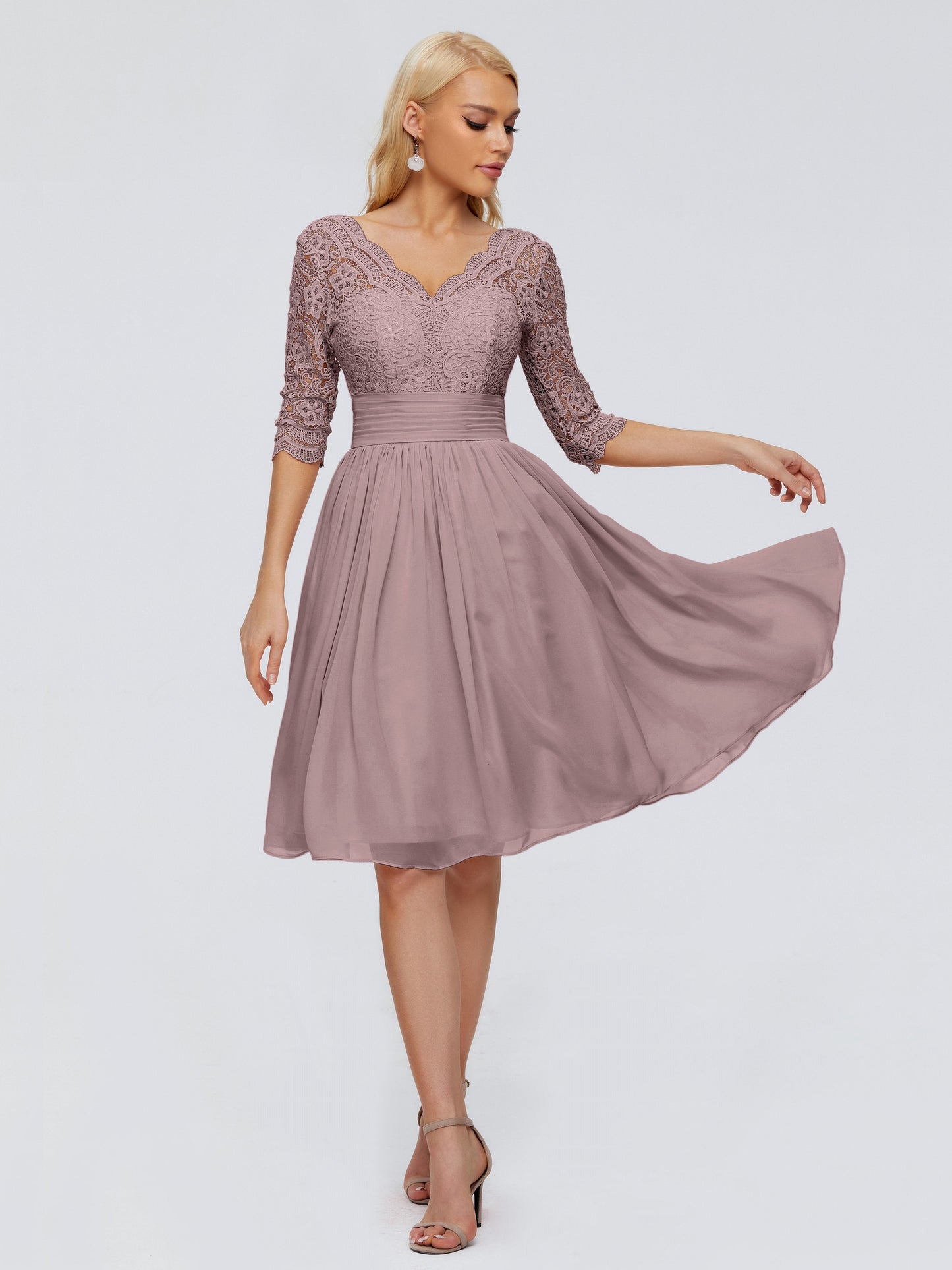 Jordyn Knee Length Lace Bridesmaid Dresses