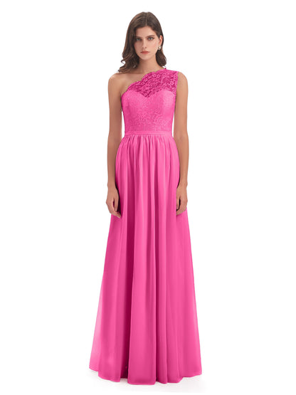 Kaiya One Shoulder Split Lace Long Bridesmaid Dresses