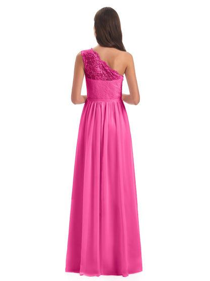 Kaiya One Shoulder Split Lace Long Bridesmaid Dresses