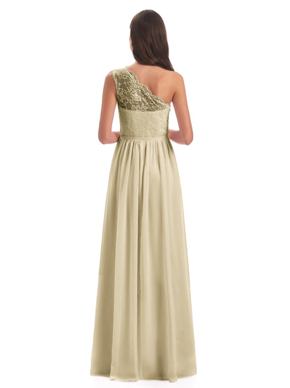 Kaiya One Shoulder Split Lace Long Bridesmaid Dresses
