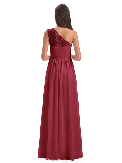 Kaiya One Shoulder Split Lace Long Bridesmaid Dresses