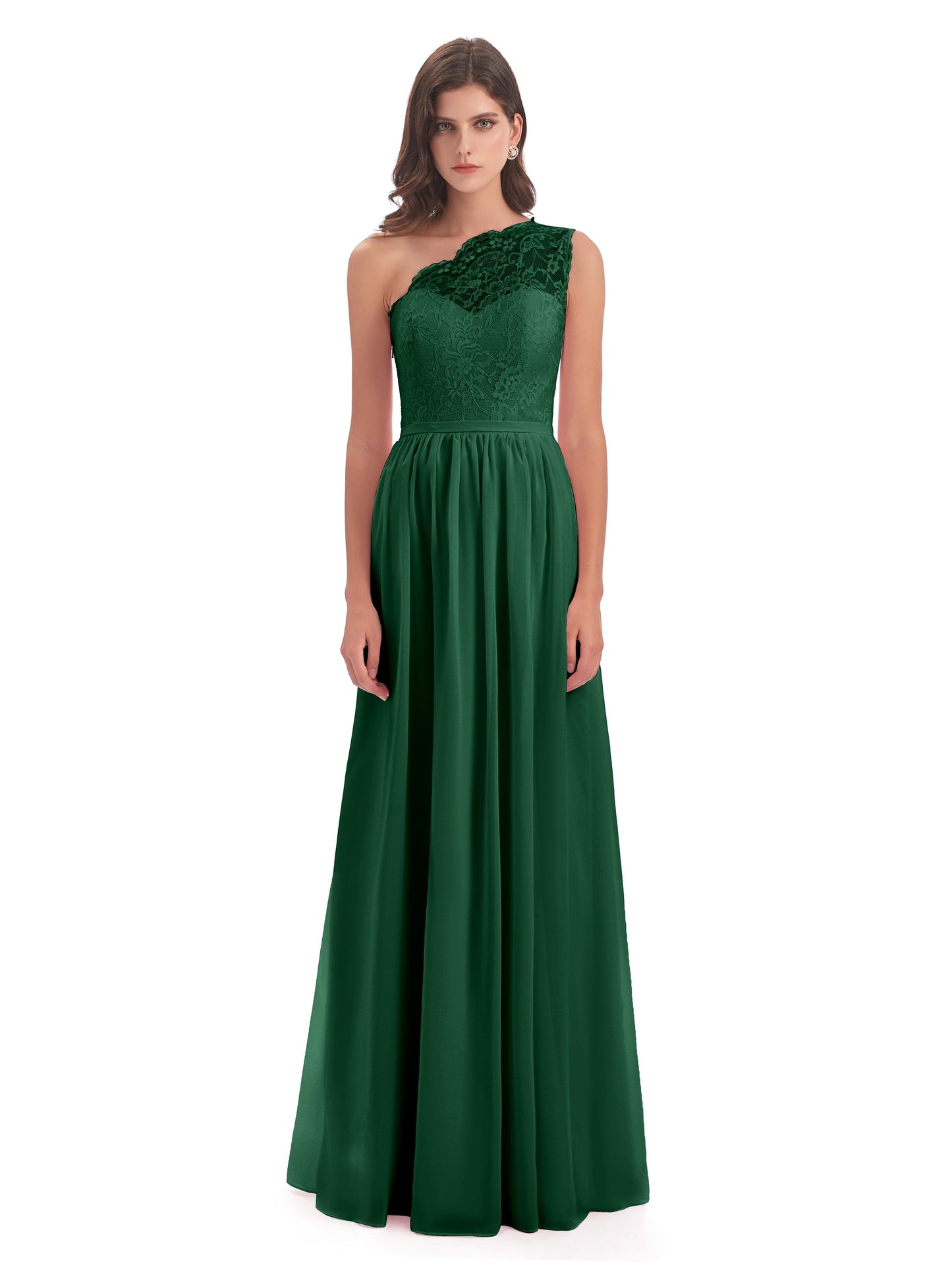 Kaiya One Shoulder Split Lace Long Bridesmaid Dresses
