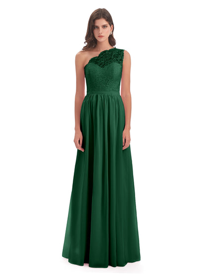 Kaiya One Shoulder Split Lace Long Bridesmaid Dresses