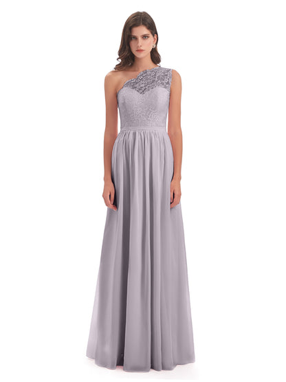 Kaiya One Shoulder Split Lace Long Bridesmaid Dresses