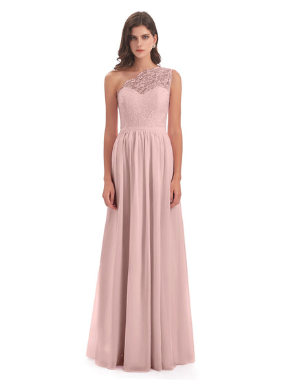 Kaiya One Shoulder Split Lace Long Bridesmaid Dresses