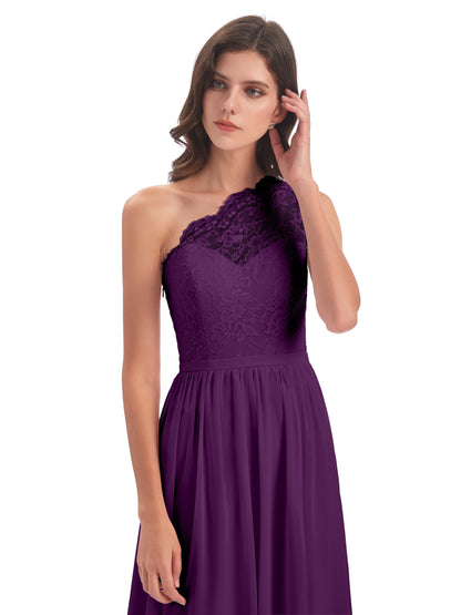 Kaiya One Shoulder Split Lace Long Bridesmaid Dresses