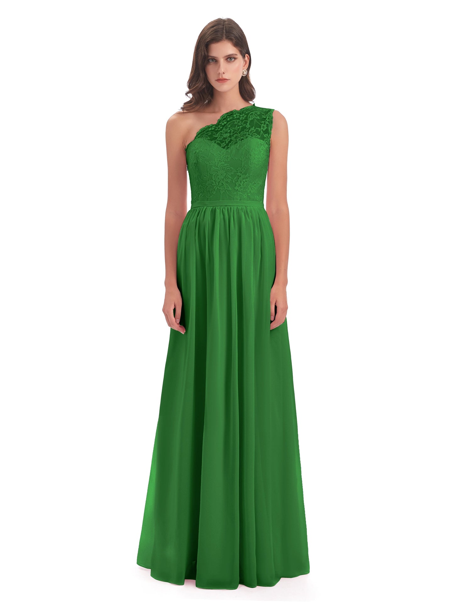 Kaiya One Shoulder Split Lace Long Bridesmaid Dresses