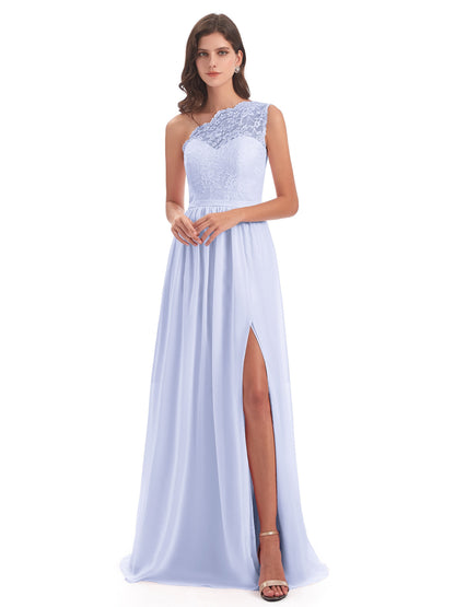 Kaiya One Shoulder Split Lace Long Bridesmaid Dresses