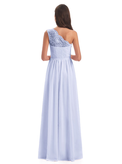 Kaiya One Shoulder Split Lace Long Bridesmaid Dresses