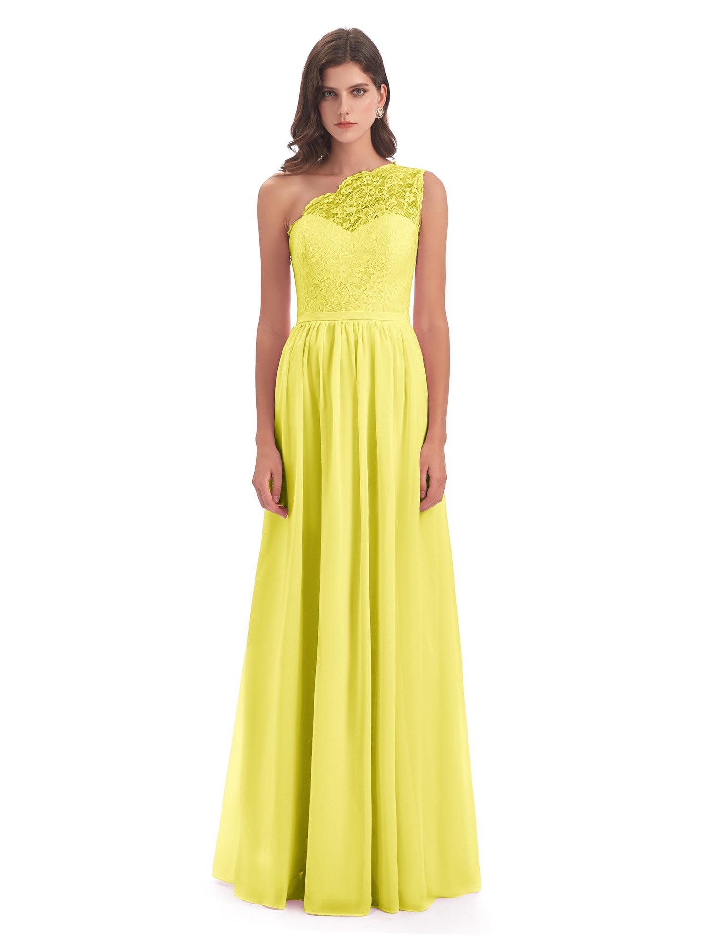 Kaiya One Shoulder Split Lace Long Bridesmaid Dresses