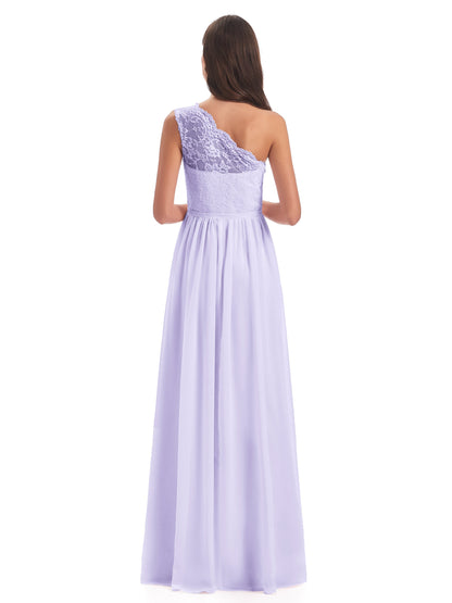 Kaiya One Shoulder Split Lace Long Bridesmaid Dresses