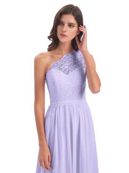 Kaiya One Shoulder Split Lace Long Bridesmaid Dresses