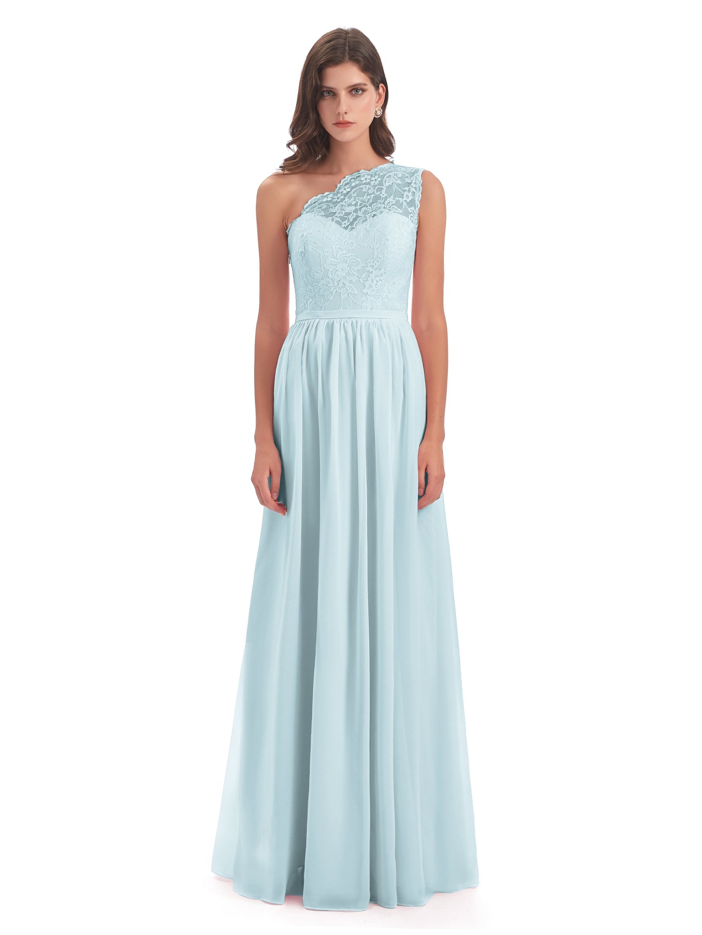 Kaiya One Shoulder Split Lace Long Bridesmaid Dresses