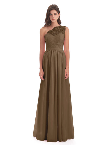 Kaiya One Shoulder Split Lace Long Bridesmaid Dresses