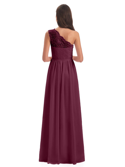 Kaiya One Shoulder Split Lace Long Bridesmaid Dresses