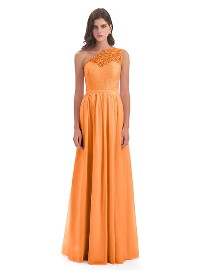 Kaiya One Shoulder Split Lace Long Bridesmaid Dresses