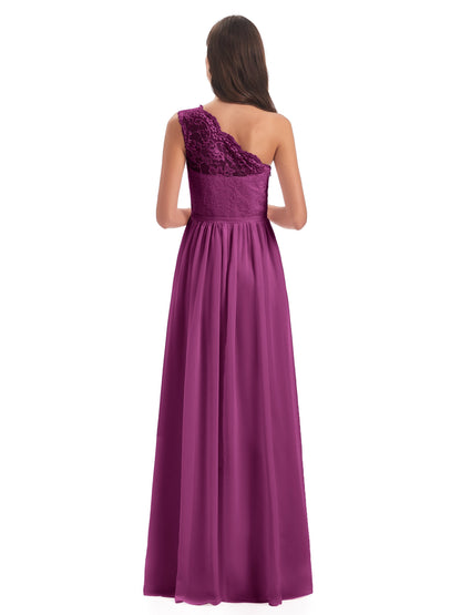 Kaiya One Shoulder Split Lace Long Bridesmaid Dresses