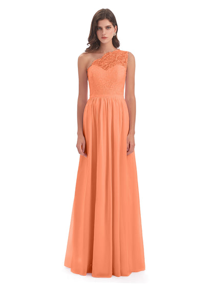 Kaiya One Shoulder Split Lace Long Bridesmaid Dresses