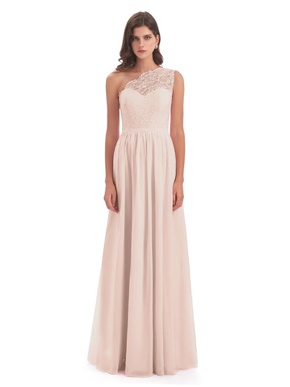 Kaiya One Shoulder Split Lace Long Bridesmaid Dresses