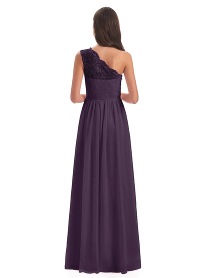 Kaiya One Shoulder Split Lace Long Bridesmaid Dresses