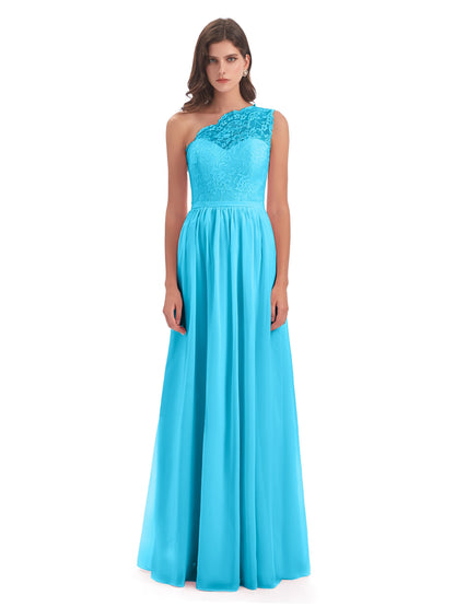 Kaiya One Shoulder Split Lace Long Bridesmaid Dresses