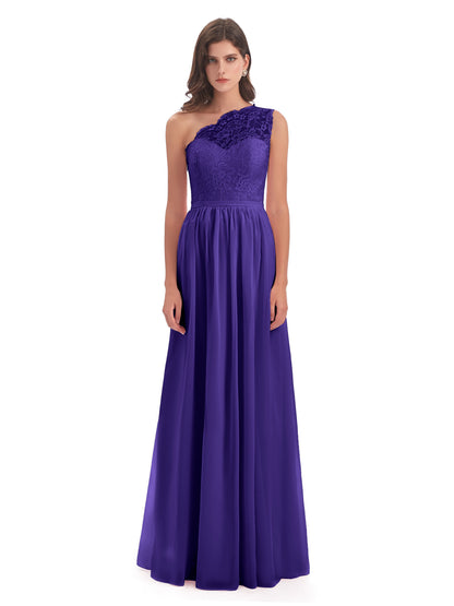 Kaiya One Shoulder Split Lace Long Bridesmaid Dresses