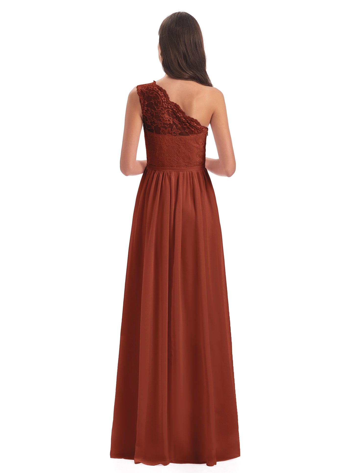 Kaiya One Shoulder Split Lace Long Bridesmaid Dresses