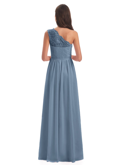 Kaiya One Shoulder Split Lace Long Bridesmaid Dresses