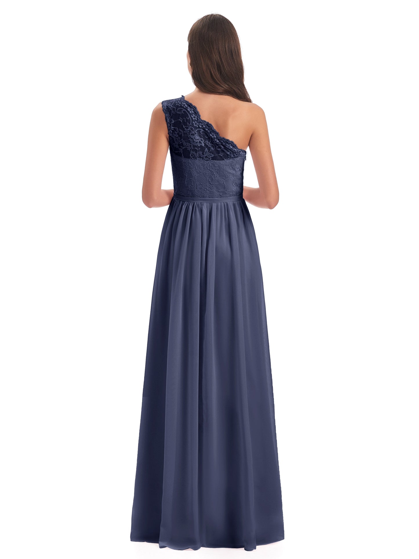 Kaiya One Shoulder Split Lace Long Bridesmaid Dresses