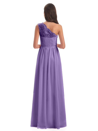 Kaiya One Shoulder Split Lace Long Bridesmaid Dresses