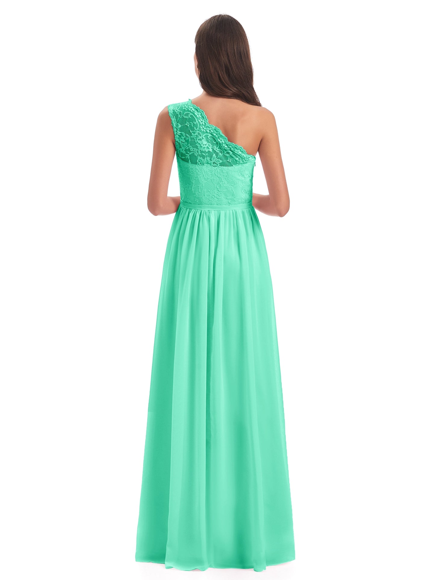 Kaiya One Shoulder Split Lace Long Bridesmaid Dresses