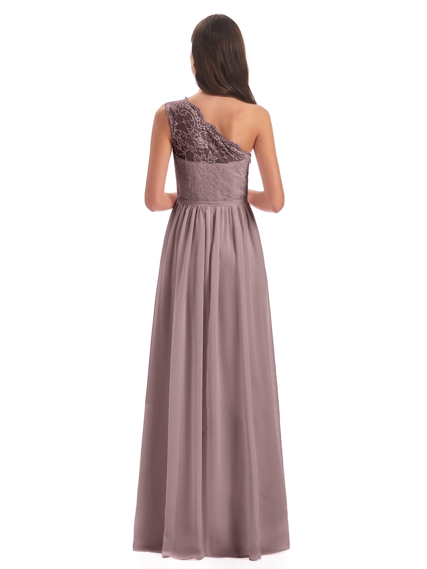 Kaiya One Shoulder Split Lace Long Bridesmaid Dresses