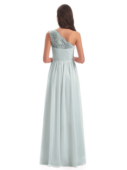 Kaiya One Shoulder Split Lace Long Bridesmaid Dresses