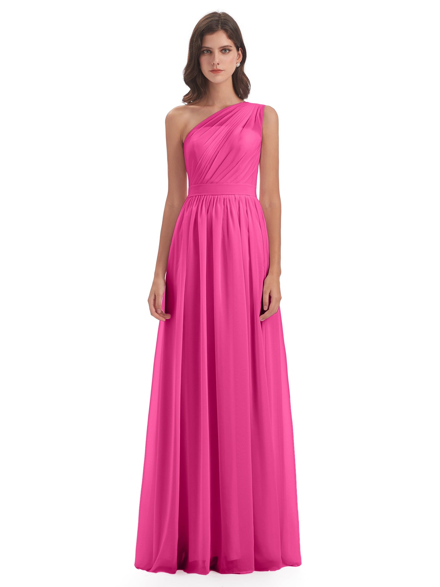 Karlie Floor Length One Shoulder Chiffon Bridesmaid Dresses