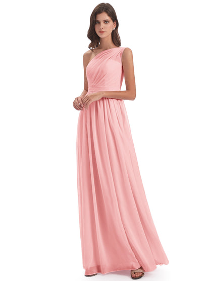 Karlie Floor Length One Shoulder Chiffon Bridesmaid Dresses