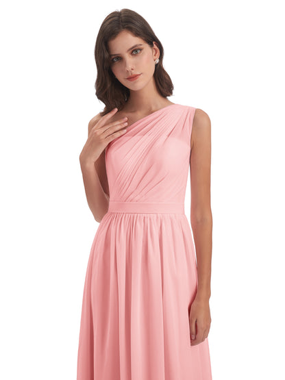 Karlie Floor Length One Shoulder Chiffon Bridesmaid Dresses