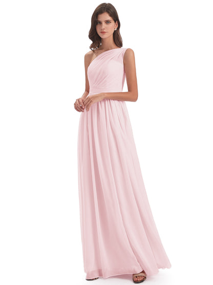 Karlie Floor Length One Shoulder Chiffon Bridesmaid Dresses