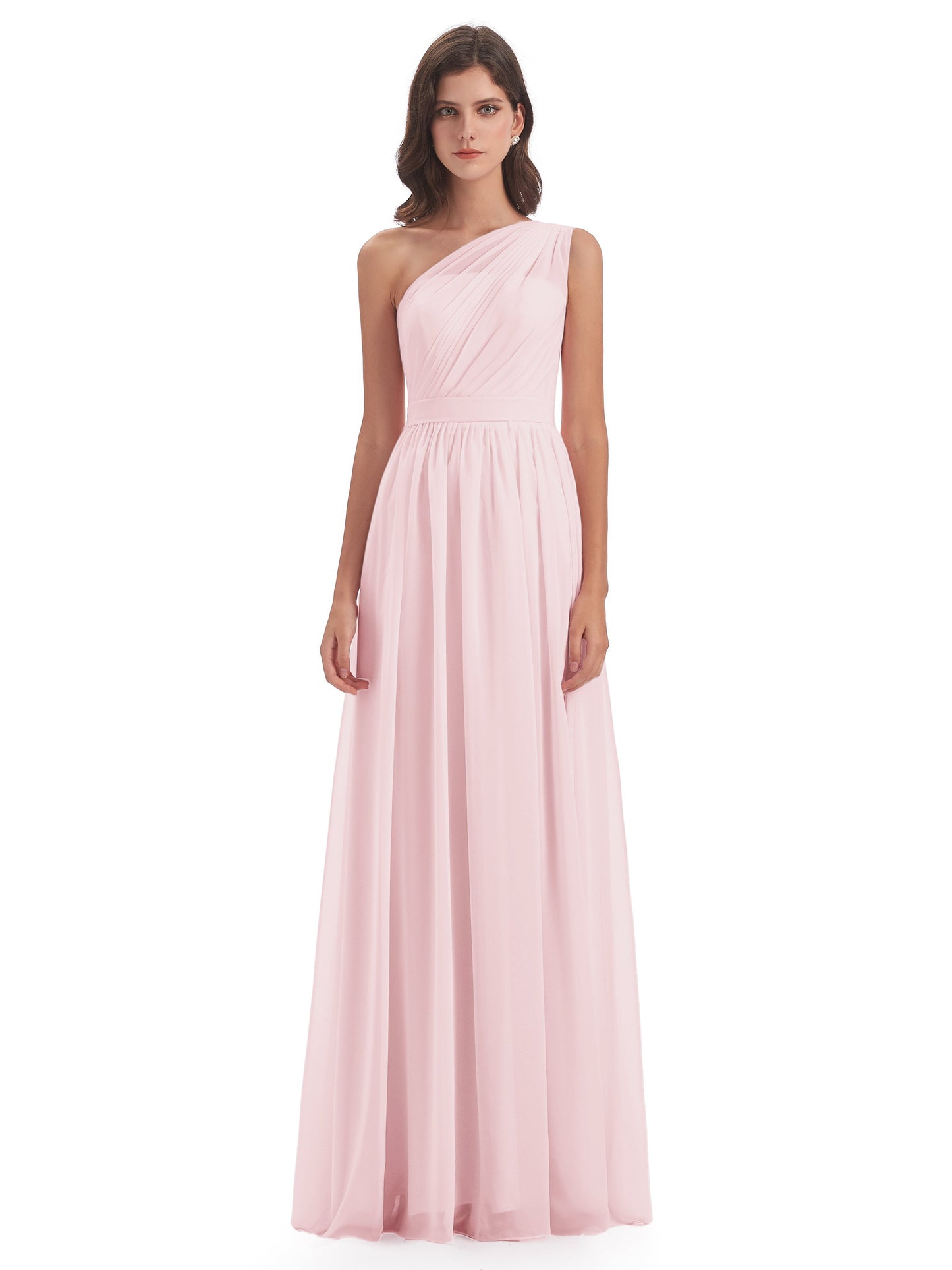 Karlie Floor Length One Shoulder Chiffon Bridesmaid Dresses