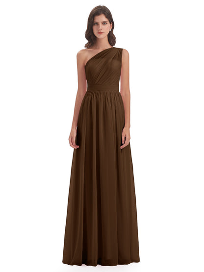 Karlie Floor Length One Shoulder Chiffon Bridesmaid Dresses