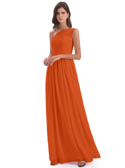 Karlie Floor Length One Shoulder Chiffon Bridesmaid Dresses