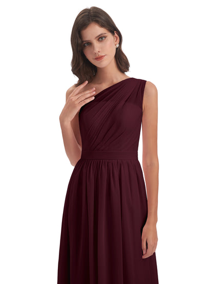 Karlie Floor Length One Shoulder Chiffon Bridesmaid Dresses