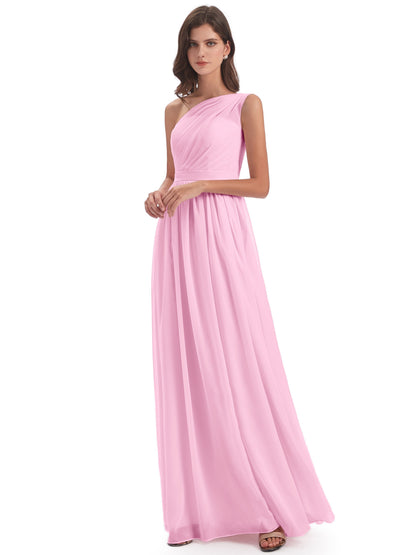 Karlie Floor Length One Shoulder Chiffon Bridesmaid Dresses