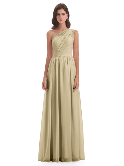 Karlie Floor Length One Shoulder Chiffon Bridesmaid Dresses