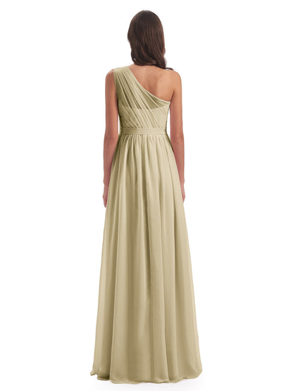 Karlie Floor Length One Shoulder Chiffon Bridesmaid Dresses