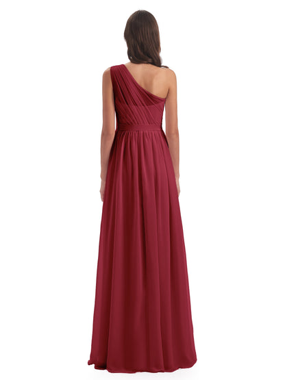 Karlie Floor Length One Shoulder Chiffon Bridesmaid Dresses
