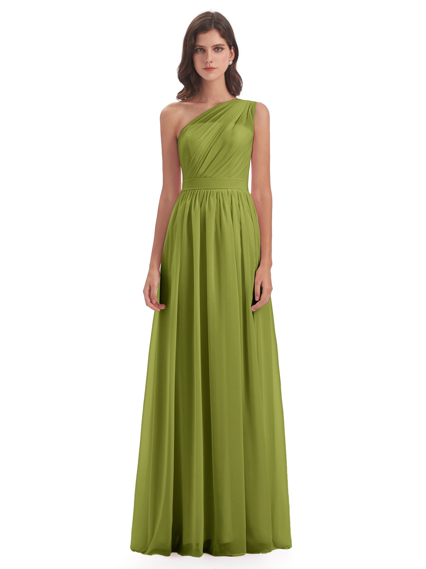 Karlie Floor Length One Shoulder Chiffon Bridesmaid Dresses