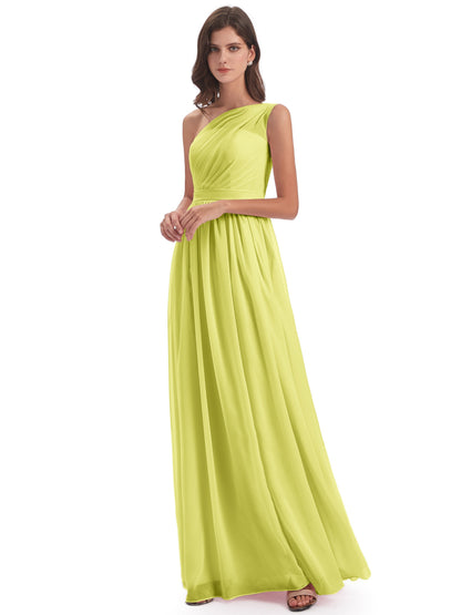 Karlie Floor Length One Shoulder Chiffon Bridesmaid Dresses